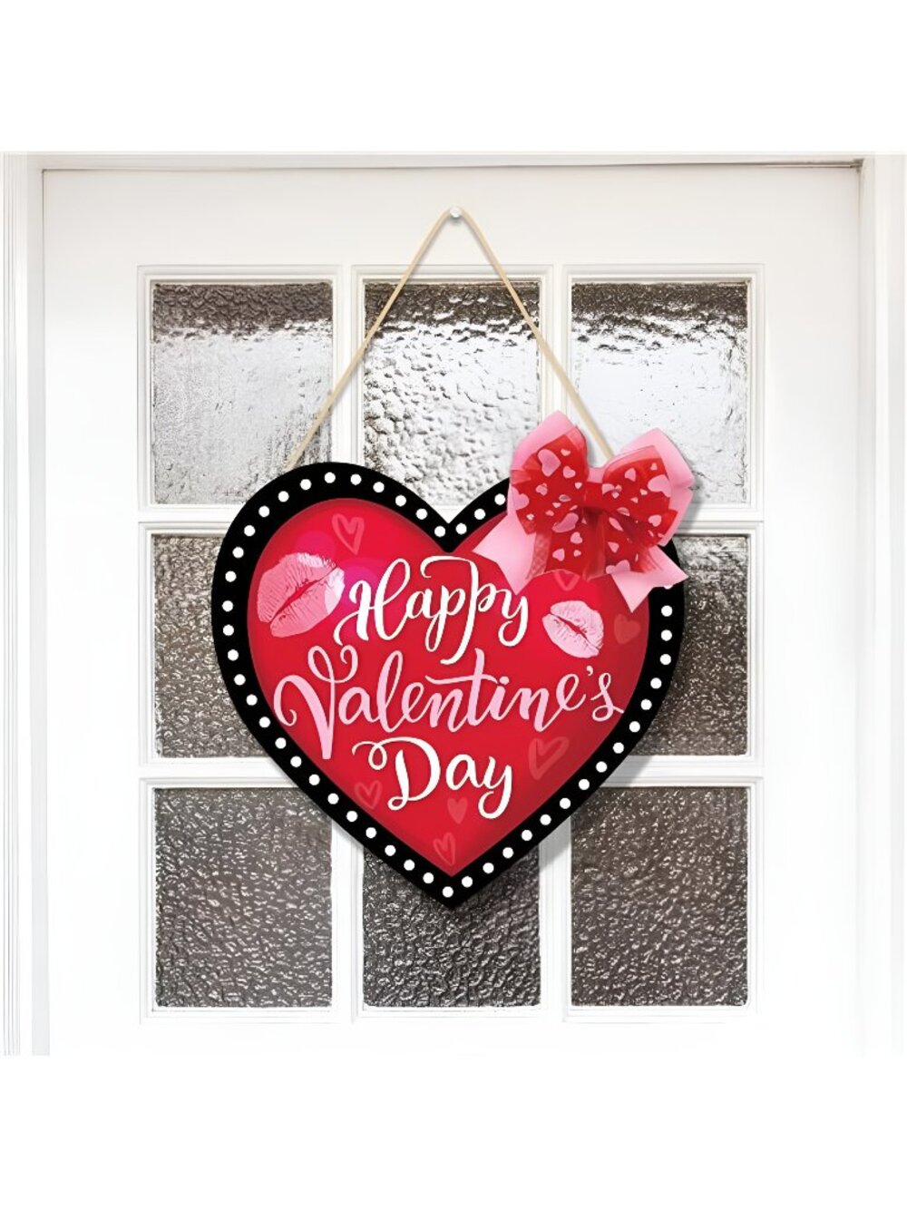 Happy Valentine's Day Door Sign Decorations Red Heart Wooden Door Hanger